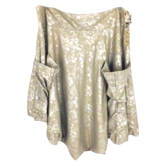 VINTAGE Covet Gold Silver Metallic Mid Length Laganlook style skirt size Large - Picture 1 of 6